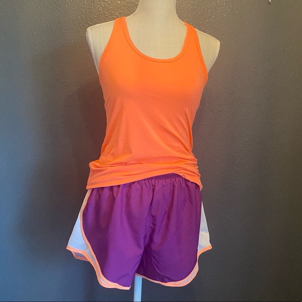 Nike Purple and Orange Dri-Fit shorts